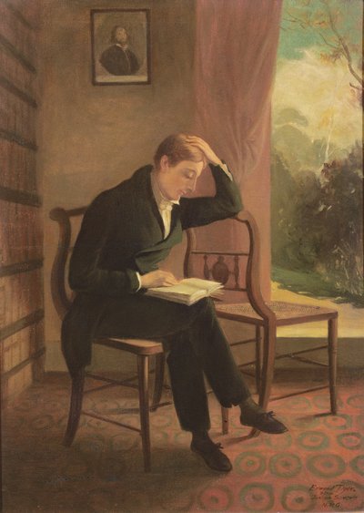 Keats in Wentworth Place, nach einem Gemälde von Joseph Severn (1793-1879), 1933 von Edmund Dyer